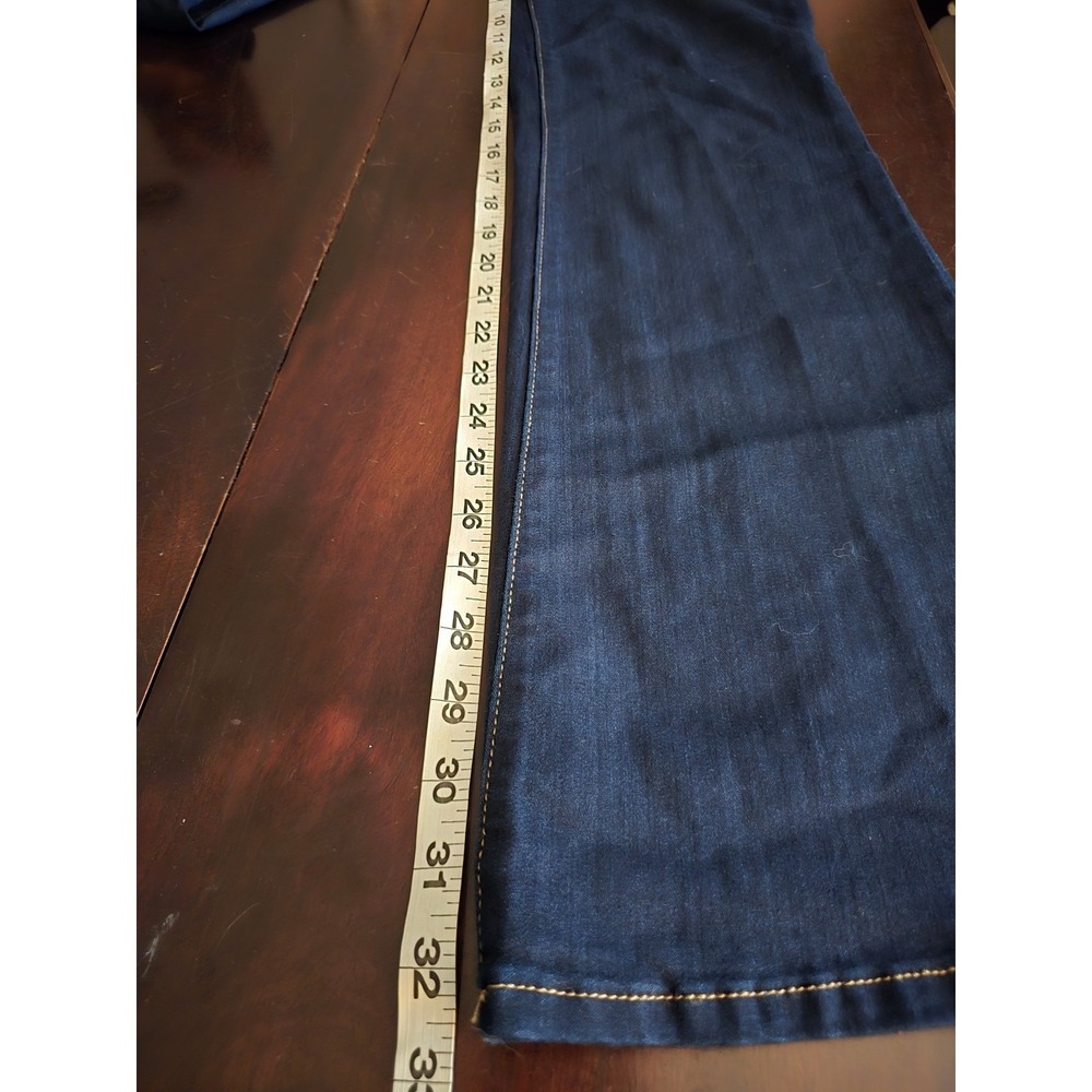 1822 Denim Womens High Rise Pull On Flare Jeans Dark Indigo Blue Size 12 Stretch - Picture 6 of 10